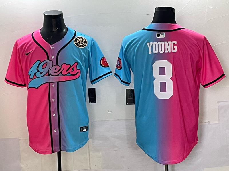 Men 2025 San Francisco 49ers #8 Young Pink Blue pink Nike Limited NFL Jersey 0012->san francisco 49ers->NFL Jersey